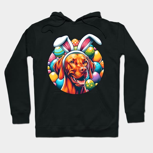 Vizsla Wears Bunny Ears Celebrating Easter Delight Hoodie by ArtRUs